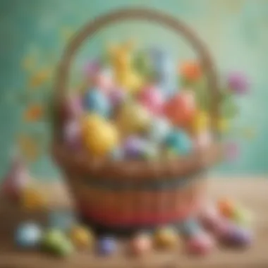 Colorful Easter basket filled with arts and crafts supplies