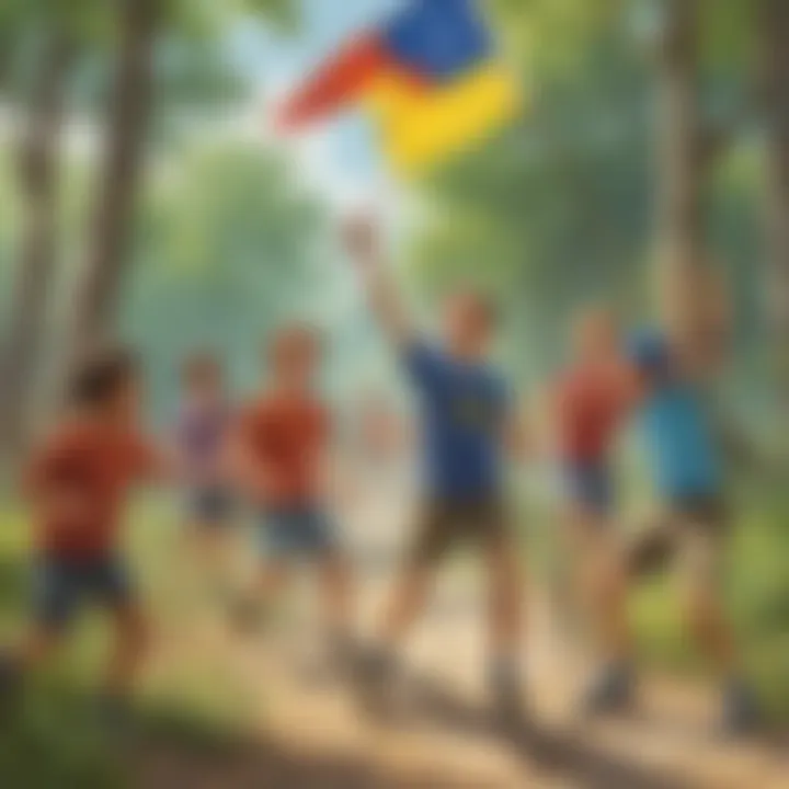 Children playing a lively game of Capture the Flag