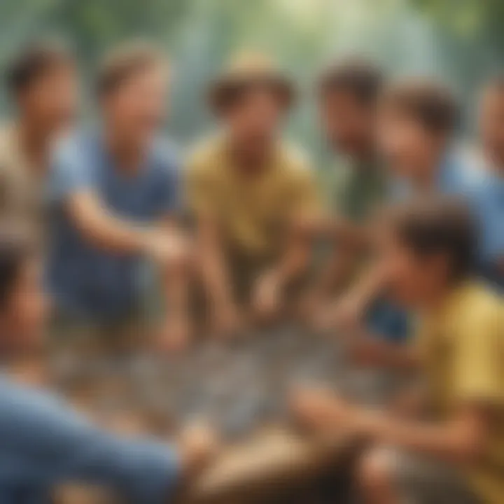 Group of campers engaged in an intense game of Sardines