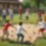 Children playing a competitive game outdoors