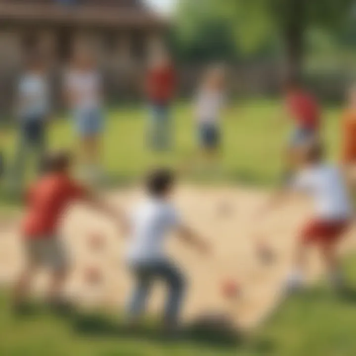Children playing a competitive game outdoors