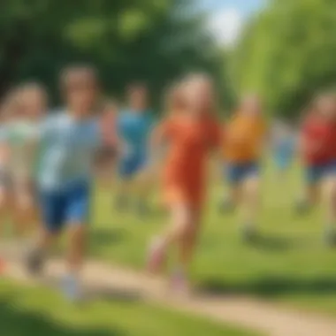 Park Relay Race Kids enjoying a relay race in a park