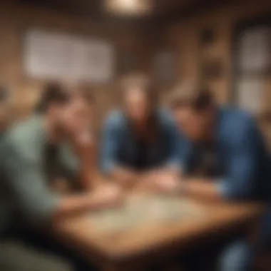 Strategic Brain Teasers in an Outdoor Escape Room Challenge Team of four strategizing in a game of outdoor escape room