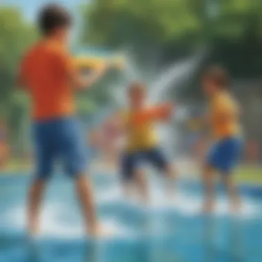 Kids enjoying water gun battle