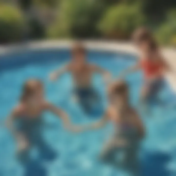 Group of children engaged in a pool treasure hunt