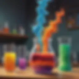 Colorful chemical reaction in a beaker
