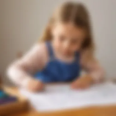 Child Engaged in Tracing Letters Child practicing writing letters on a tracing sheet