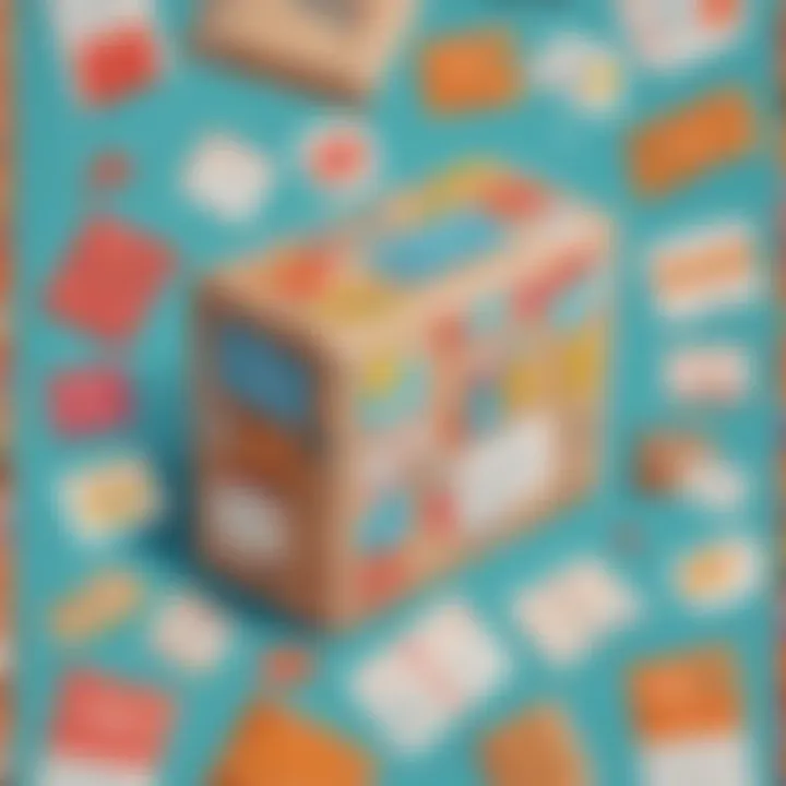A vibrant mail package adorned with fun stickers and playful quotes.