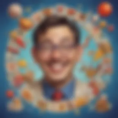 Cultural Symbols of April Fools' Day An artistic depiction of cultural symbols related to April Fools' Day celebrations around the world