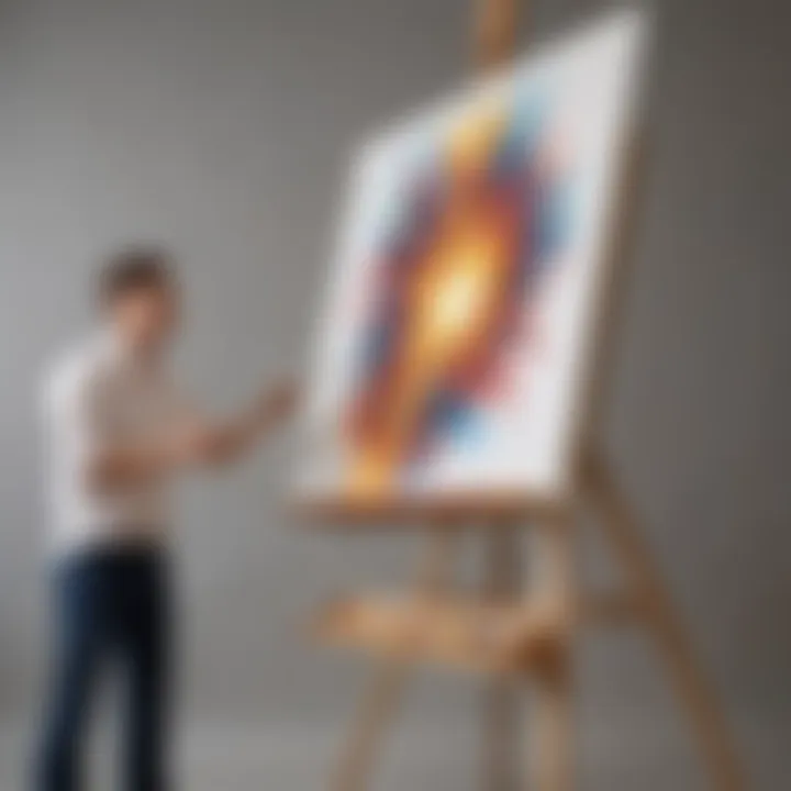 Artistic interpretation of modern blowing up techniques on easels