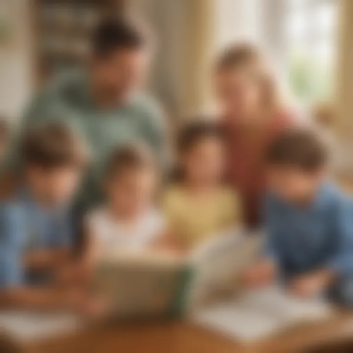 Parents and children reading together to enhance letter sounds