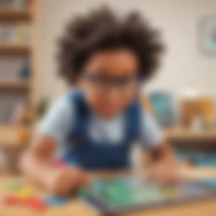 Young child interacting with educational app
