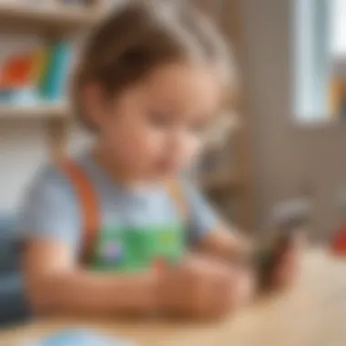 Preschooler engaging with educational app on a smartphone