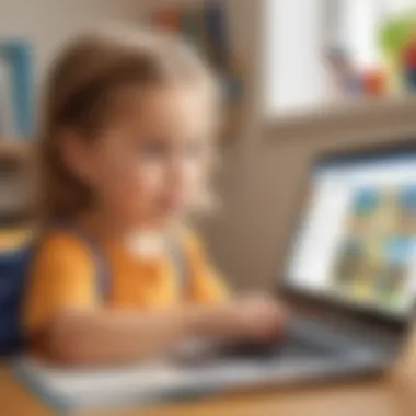 Young child using educational website