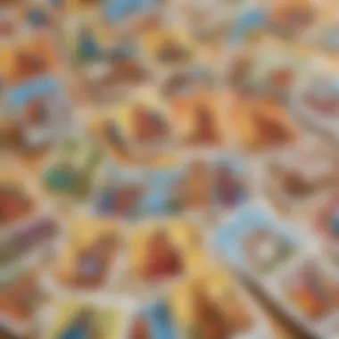 Bible Story Memory Matching Colorful Bible story cards laid out for a memory matching game.