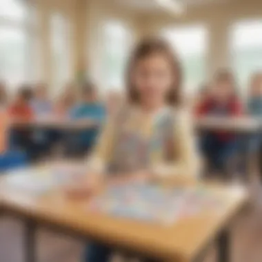 A classroom setting with bingo as a teaching tool