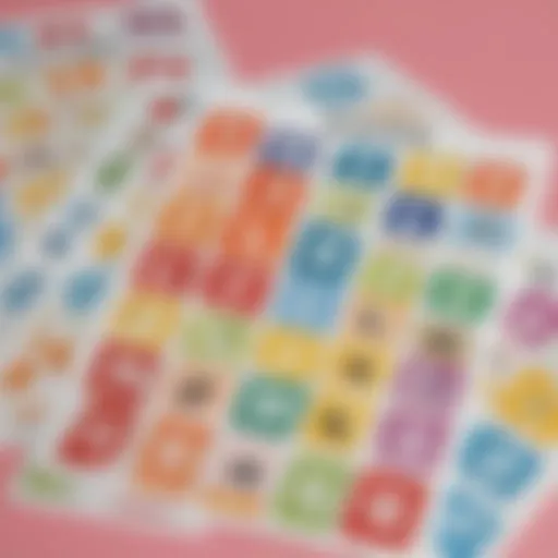 Colorful bingo cards designed for preschool learning