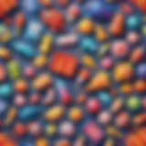 Colorful array of birthday goodie bag toys