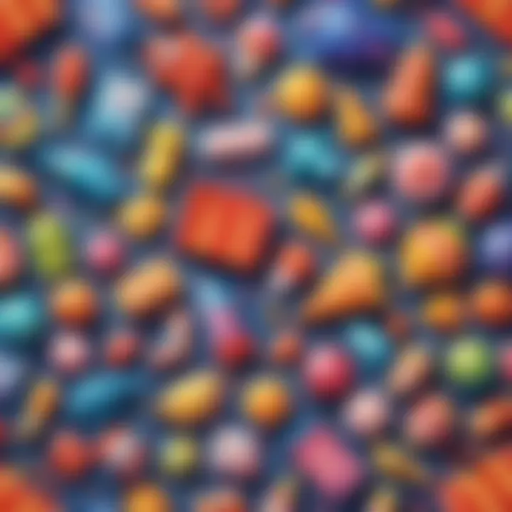 Colorful array of birthday goodie bag toys