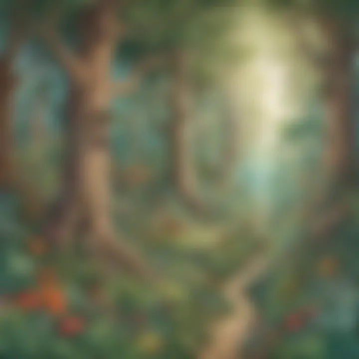 Illustration of a whimsical forest scene