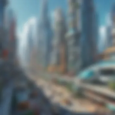 City of Tomorrow Illustration of a futuristic cityscape
