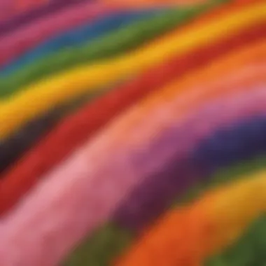 Artistic display of colour rice used for creative projects