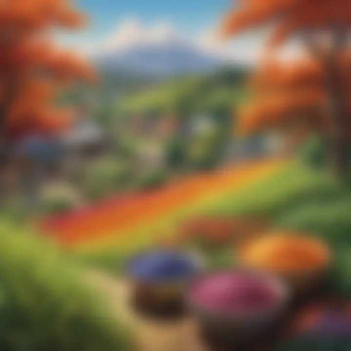 Cultural significance of colour rice depicted in a vibrant setting