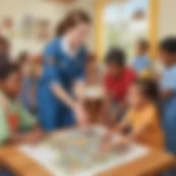 Children participating in a community helper-themed game