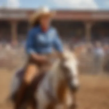 Cowgirl showing impressive lasso skills during a rodeo competition