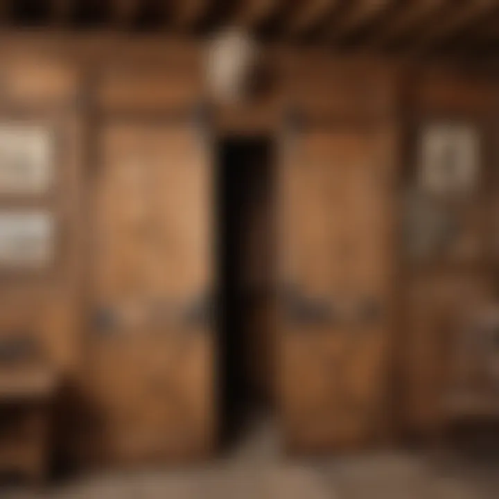 Old wooden saloon with swinging doors and a cowboy hat hanging on a hook