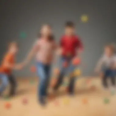 Physical Coordination Game with Bouncy Balls Group of kids participating in a physical coordination game with bouncy balls