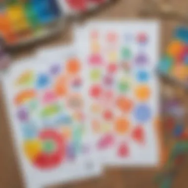 Variety of Colorful Cut and Paste Worksheets Colorful cut and paste worksheets laid out on a table