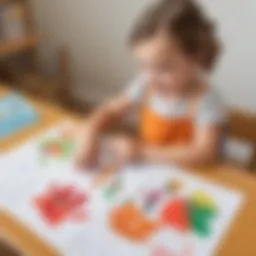 Preschooler engaged in cut and paste activity