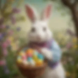 Easter Bunny Holding a Basket of Colorful Eggs