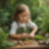 A child experimenting with nature materials to learn about ecosystems.