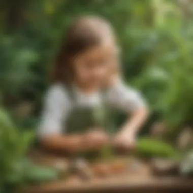 Exploring Ecosystems Through Nature Experiments A child experimenting with nature materials to learn about ecosystems.
