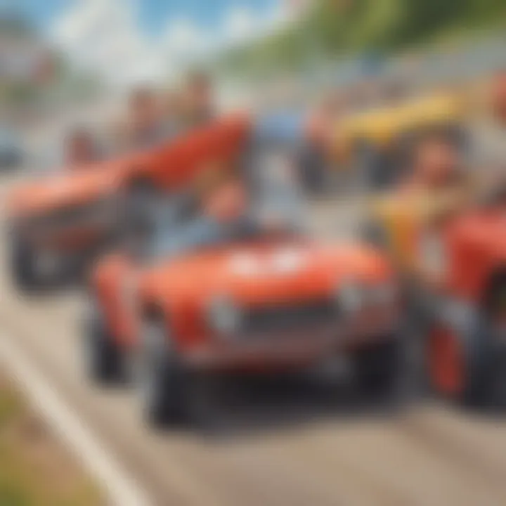 Children engaged in a fun car racing game