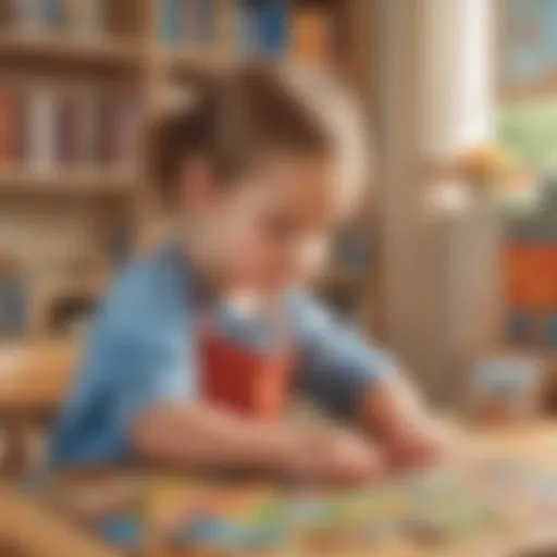 Young child engaged in a puzzle game