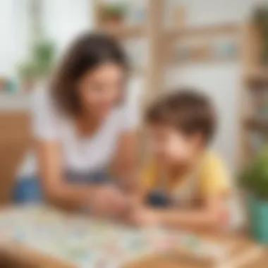 Daily Routines and Word Games for Language Growth A caregiver and a child engaging in a fun word game at home