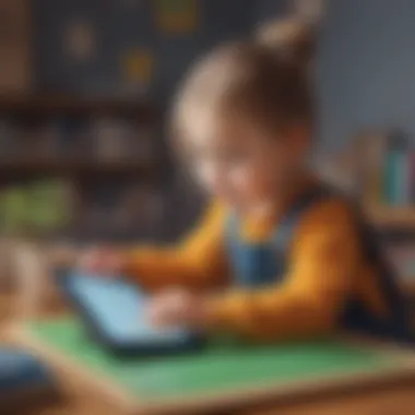 Children Immersed in Learning Through Play A child engaging with a tablet, immersed in an educational game that promotes cognitive skills.
