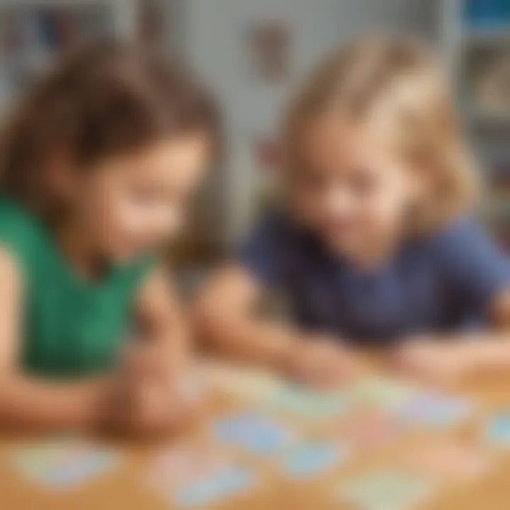 Children engaging with educational number cards
