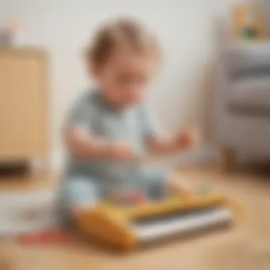 Toddler playing with interactive musical instruments