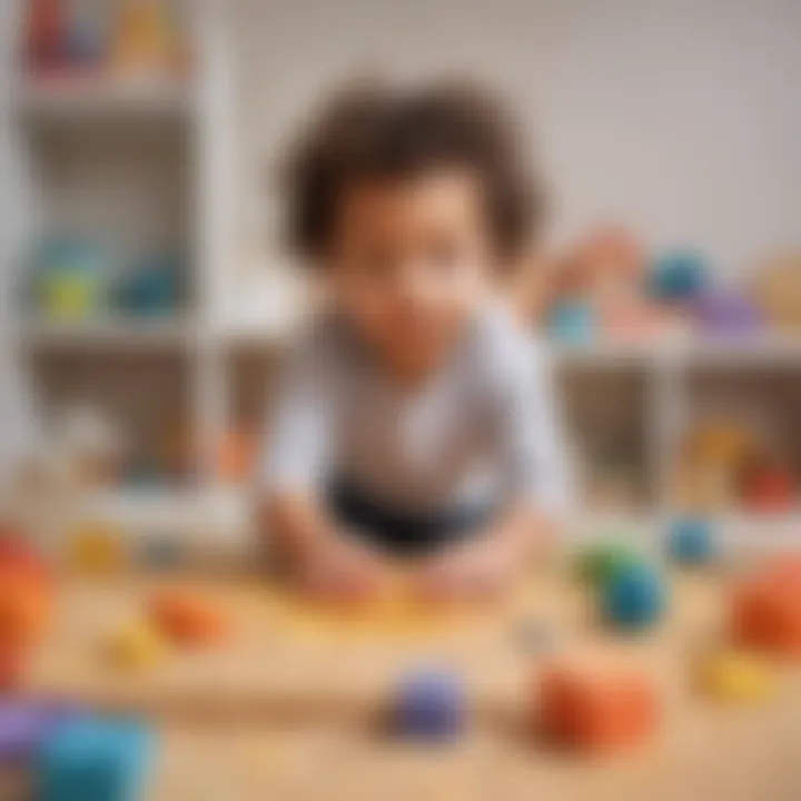 Child engaged in a sensory play with textured toys