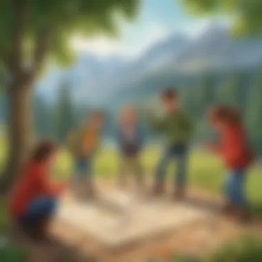 Fun with Numbers in the Great Outdoors Group of kids participating in a math-themed outdoor game