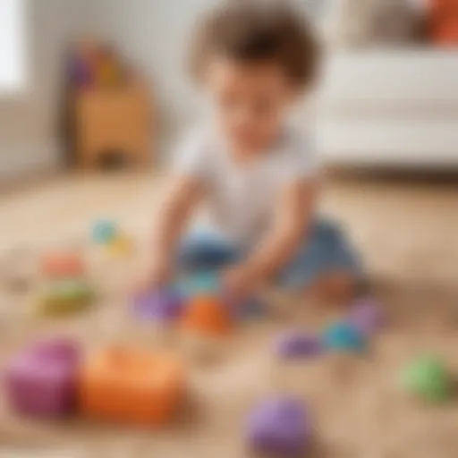 Preschooler Engaged in Sensory Play with Colorful Kinetic Sand