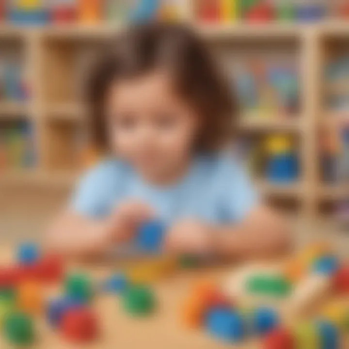 Preschooler Engaged in STEM Building Blocks Activity