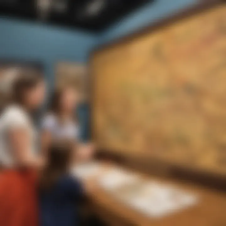 An educational museum exhibit engaging children with interactive displays