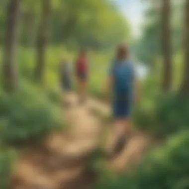 Exploring Nature Trails Together A scenic nature trail where families are hiking and exploring the outdoors together