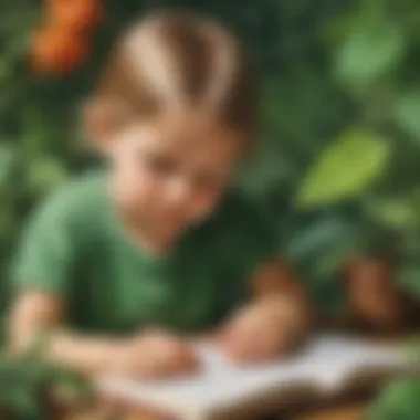 Child Engaged in Botanical Study
