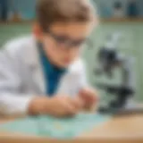 Microscopic Marvels Curious Child Exploring a Microscope Slide